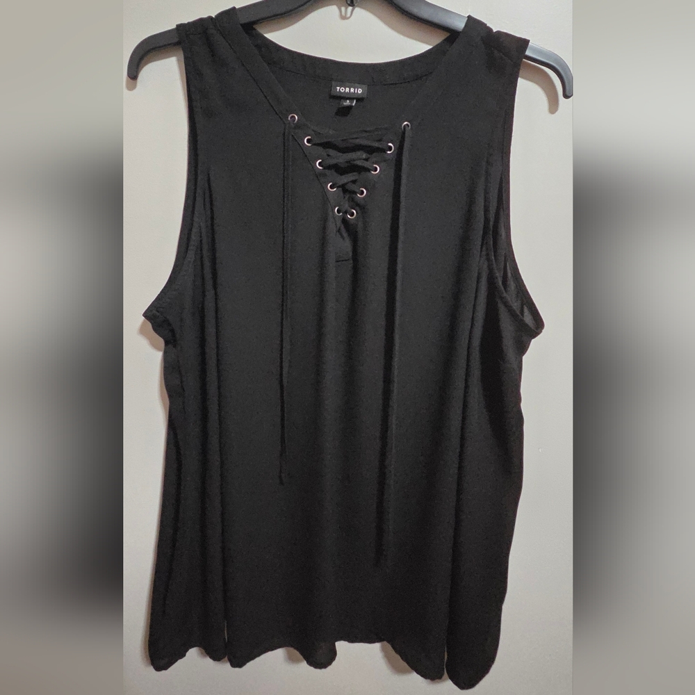 Torrid Black Lace-Up Sleeveless Top